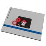 משטח שולחן ראוטר Kreg PRS1025: ליבת חלקיקים בעובי 1 אינץ' מחוזקת במוטות פלדה למניעת שקיעה. המשטח מצופה Easy-Slide™ לחיכוך נמוך ומגיע עם לוחית הכנסה 3/8 אינץ'.