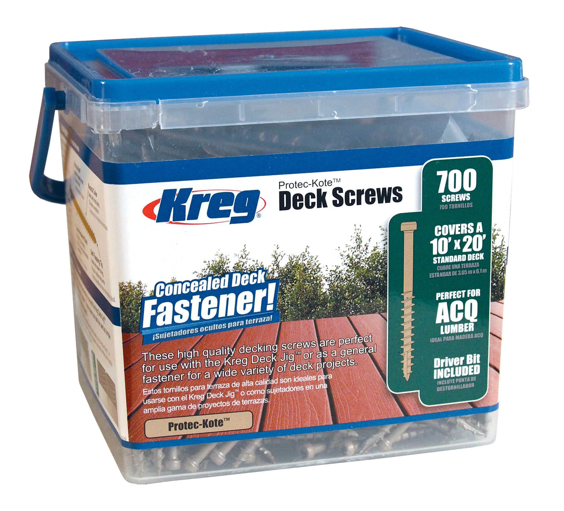 deck jig screws ברגי דק Kreg Protec-Kote באורך 51 מ"מ. מתאים להתקנה נסתרת של דקים
