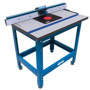 שולחן ניתוב Kreg Precision Router Table System עם גדר דיוק מאלומיניום, משטח עבודה גדול וסטנד פלדה מתכוונן.